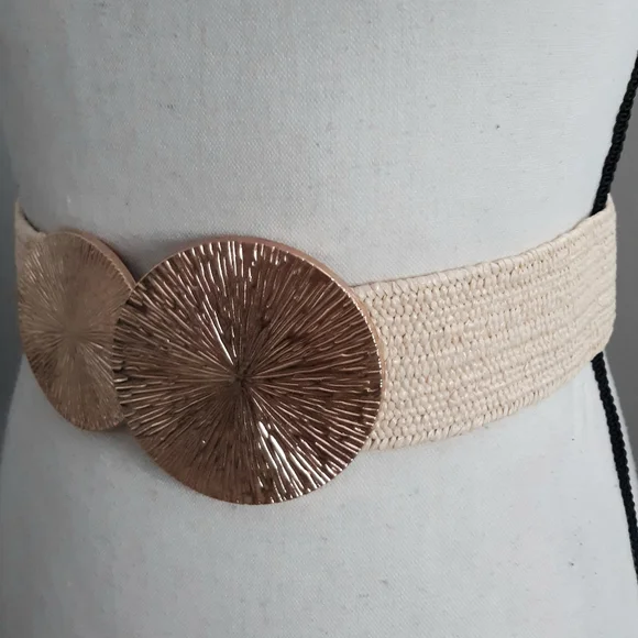 Gold Buckle Woven Stretch Belt NWT - Picture 3 of 5